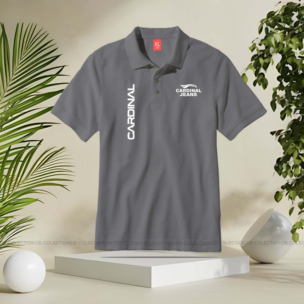 Kaos Pria Kerah Dewasa Motif / Cardinal Jeans Text Putih Kaos Kerah Pria Wanita Lengan Pendek / Kaos