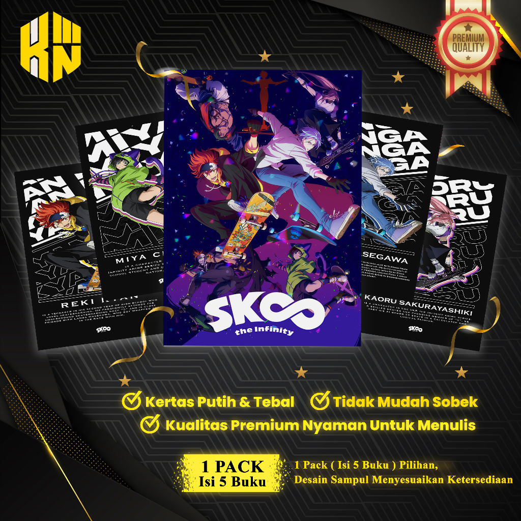 

KEN.IND - Buku Tulis Sekolah Custom Tema SK8 THE INFINITY Bergaris 38 Lembar 1 Pak Isi 5 Buku/ Buku Tulis Anime/ Buku Aesthetic/ Buku Catatan