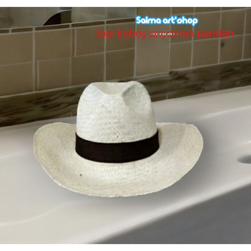 Topi Cowboy Anyaman pandan/Topi kowboy pria keren pandan