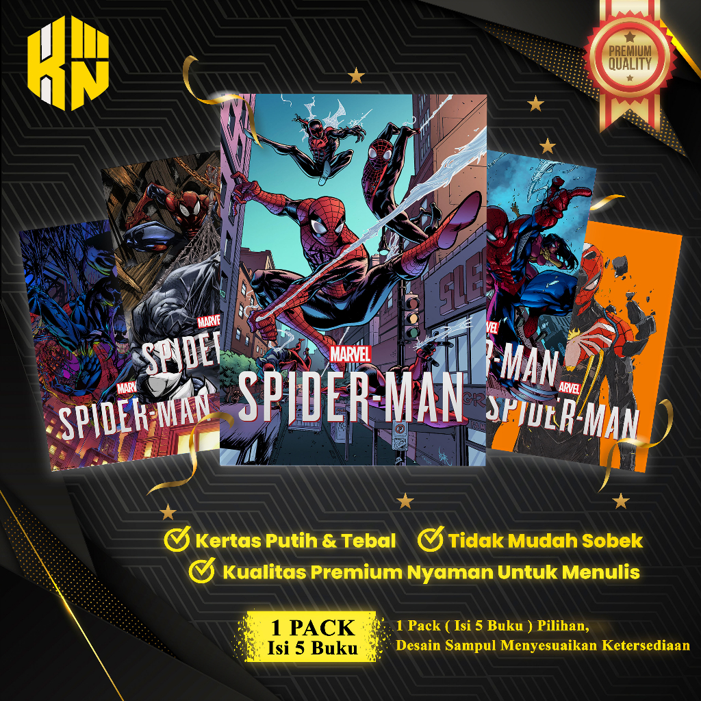 

KEN.IND - Buku Tulis Sekolah Custom Tema SPIDERMAN Bergaris 38 Lembar 1 Pak Isi 5 Buku/ Buku Tulis Anime/ Buku Aesthetic/ Buku Catatan