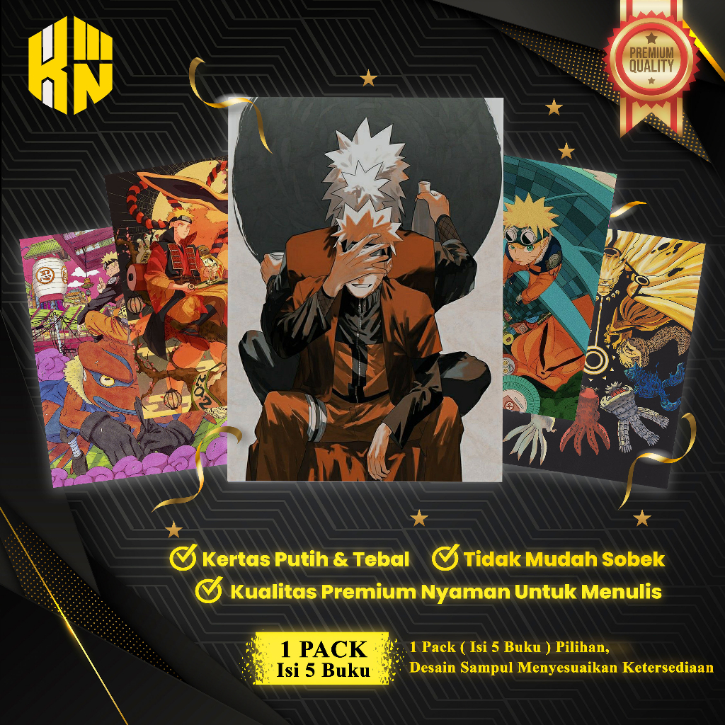 

KEN.IND - Buku Tulis Sekolah Custom Tema UZUMAKI NARUTO Bergaris 38 Lembar 1 Pak Isi 5 Buku/ Buku Tulis Anime/ Buku Aesthetic/ Buku Catatan