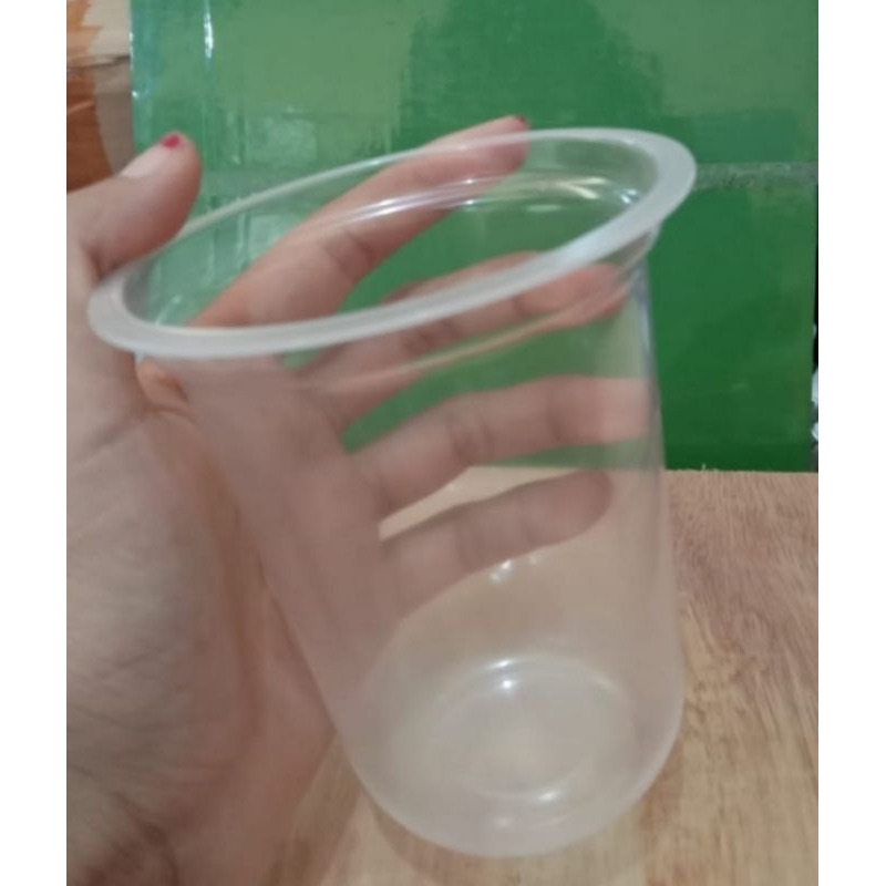 Gelas Cup Oval|| pop ice || U 12OZ || 16OZ || 14OZ || 18 oz | 22oz | tutup gelas cembung||  plastik 