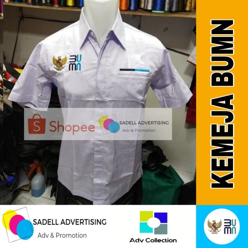 Kemeja BUMN Seragam BUMN Baju BUMN Putih Lengan Pendek Pria Bordir