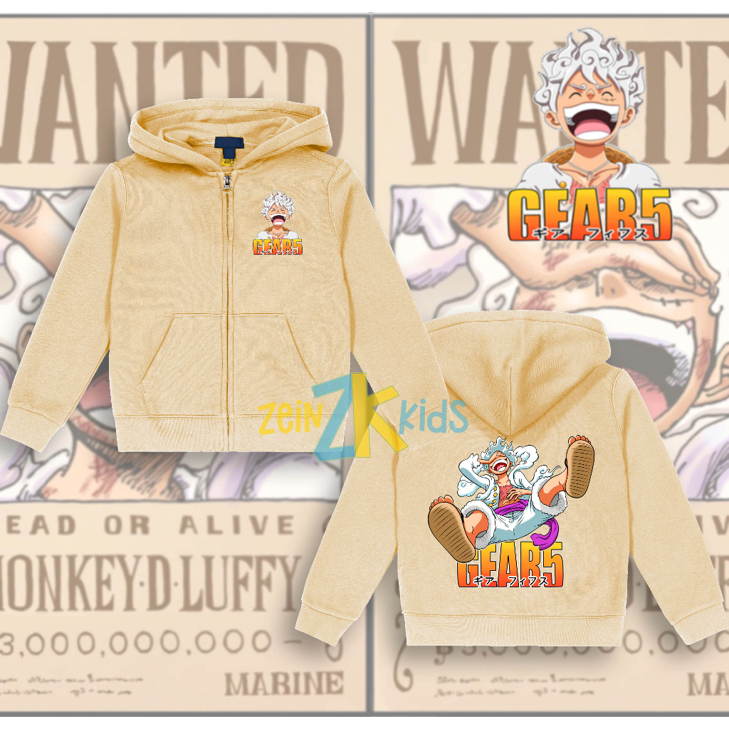 Jaket Zipper Anak Luffy Gear 5 / Hoodie One Piece Luffy Gear 5
