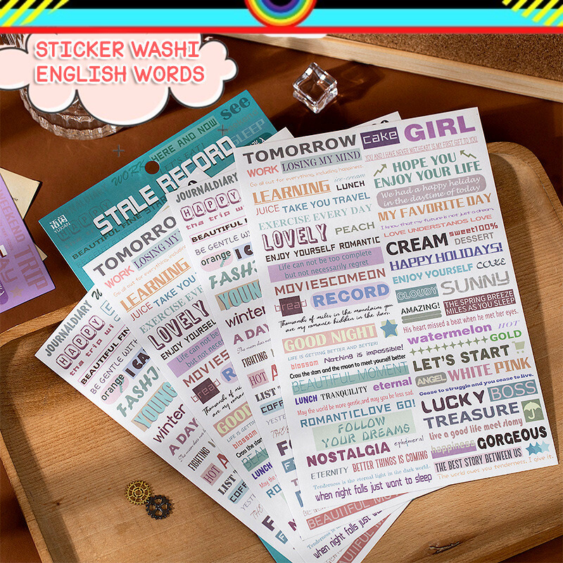 

STICKER KERTASA WASHI ENGLISH WORDS MOTIF TULISAN CLASSIC RETRO VINTAGE KULINER UNTUK HIAS DIARY SCRAPBOOK JOURNALING JOURNAL @banyak