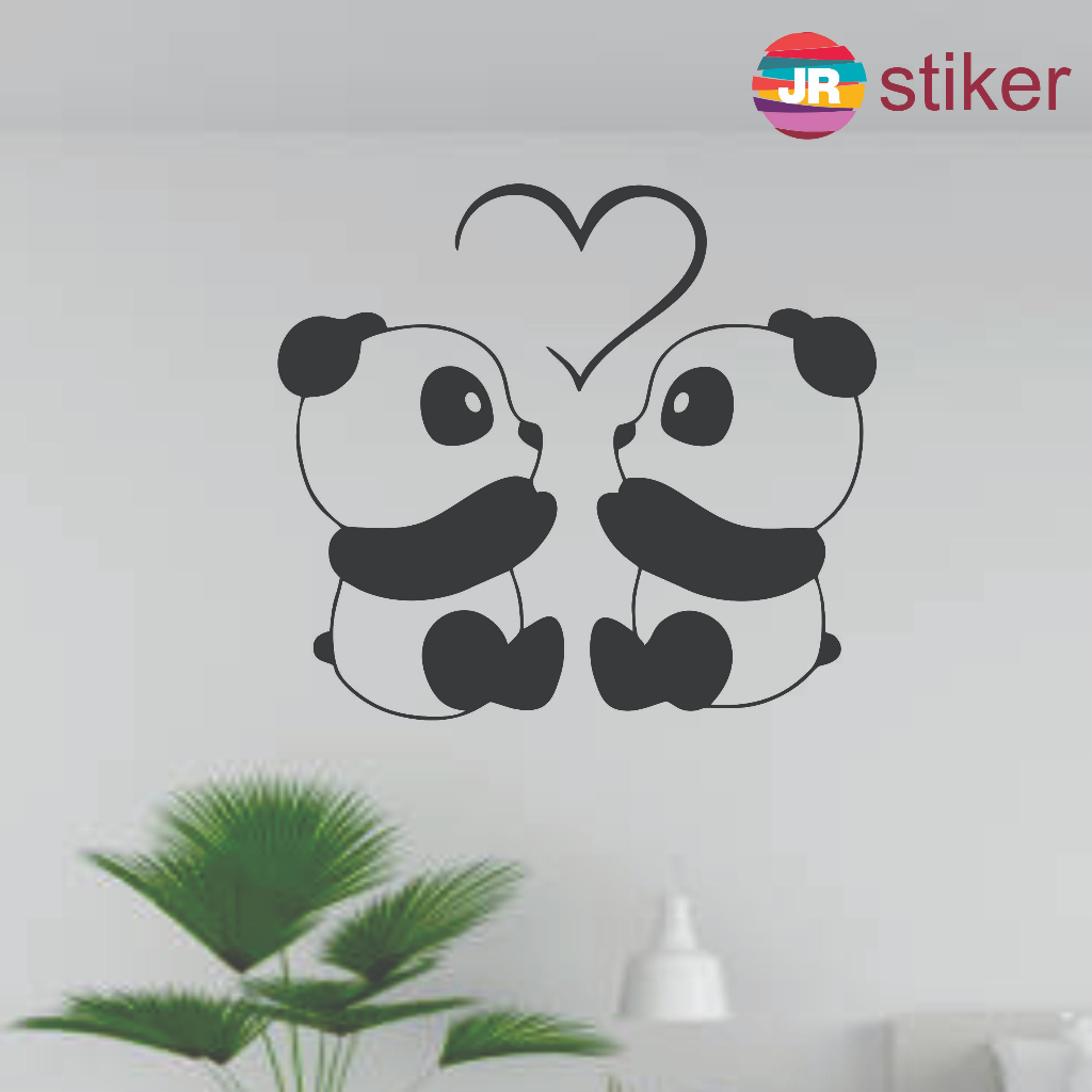 Wall stiker cutting panda cute untuk helm, motor, mobil, dinding, kaca (BISA CUSTOM UKURAN LEBIH BES