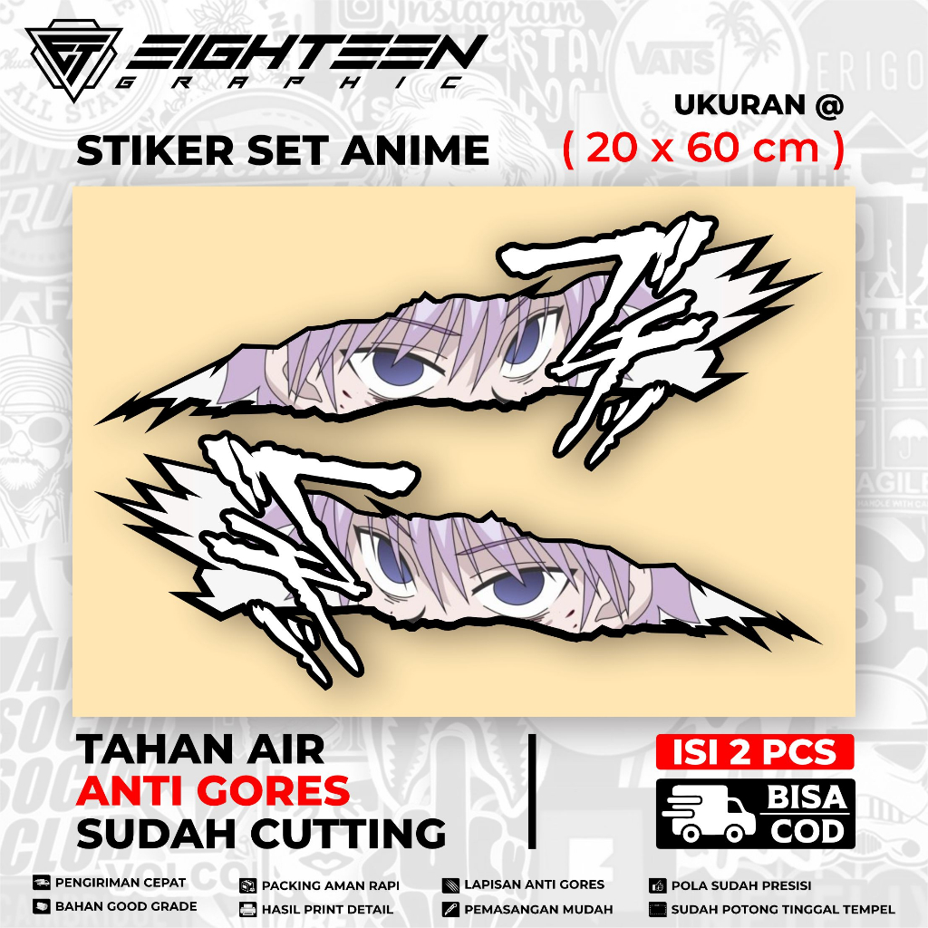 STIKER ANIME 1 SET KILLUA / STIKER AESTHETIC MOTOR / STIKER LAPTOP HP MOTOR MOBIL / STICKER PACK