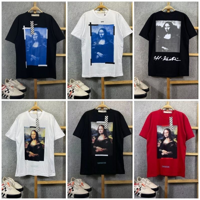 KAOS PENDEK T SHIRT OFF WHITE MONALISA MIRROR FULL TAG