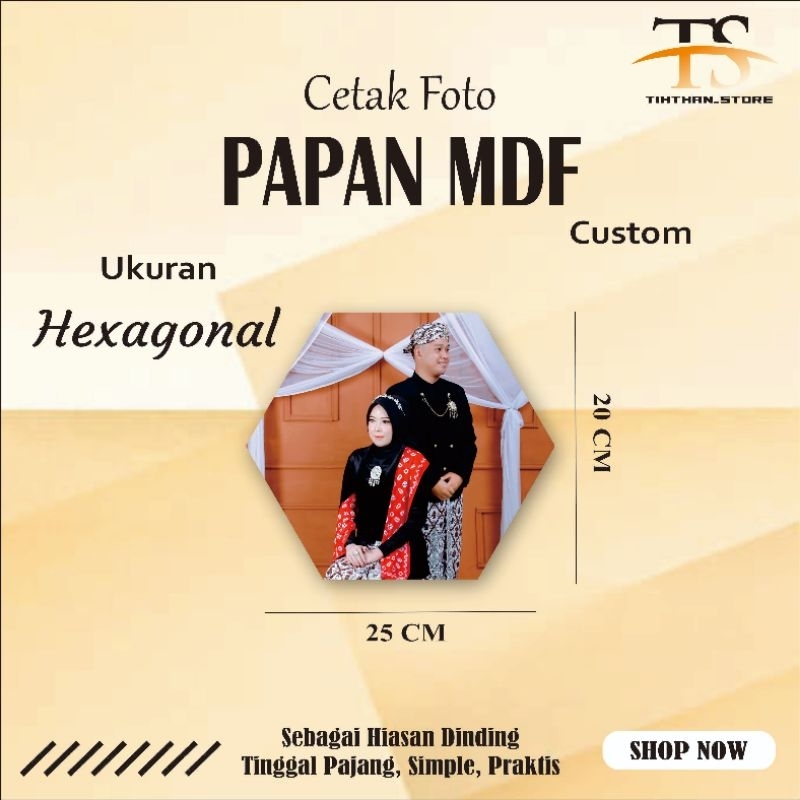 CETAK FOTO - MEDIA PAPAN MDF ukuran HEXAGONAL