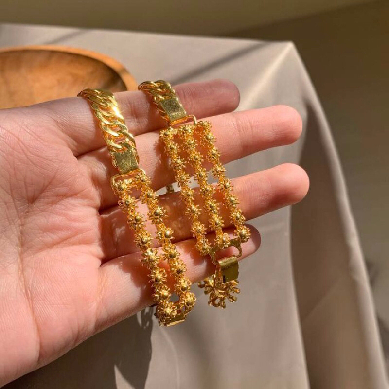 GELANG MODEL BUNGA MATAHARI LAPIS EMAS 24K | ANTI KARAT