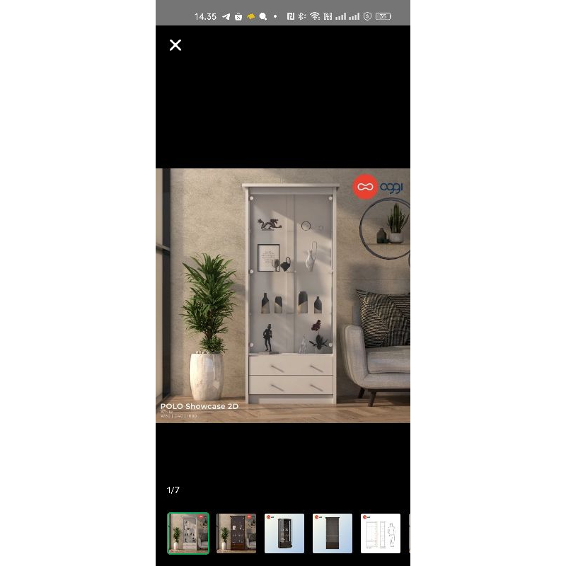 lemari hias  2 pintu kaca ogi