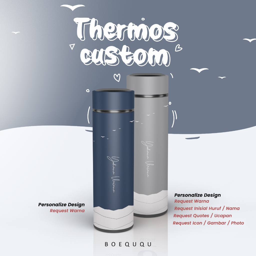 [ THERMOS CUSTOM DESIGN ]  Thermos Unik / Thermos LED Suhu /  Thermos Custom Nama / Thermos Custom /