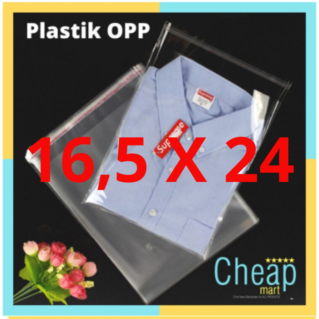 16,5 X 24 OPP PLASTIK KACA LEM Undangan, Souvenir, Kaos, DVD (ISI 100 Lembar) TEBAL