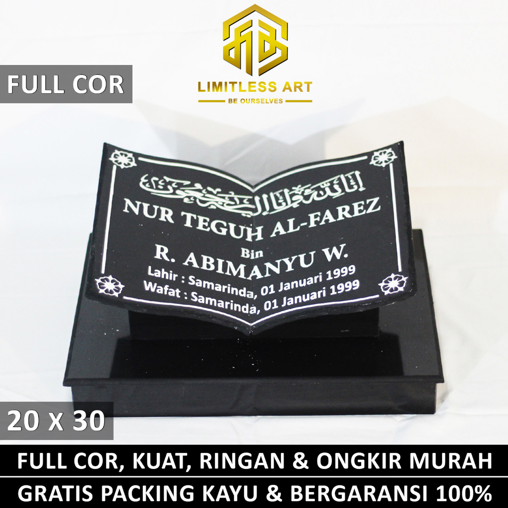 Batu Nisan Maesan Kepala Makam Model Bentuk Buku Alquran Kijing Full Set Dudukan Lengkap Granit Hita