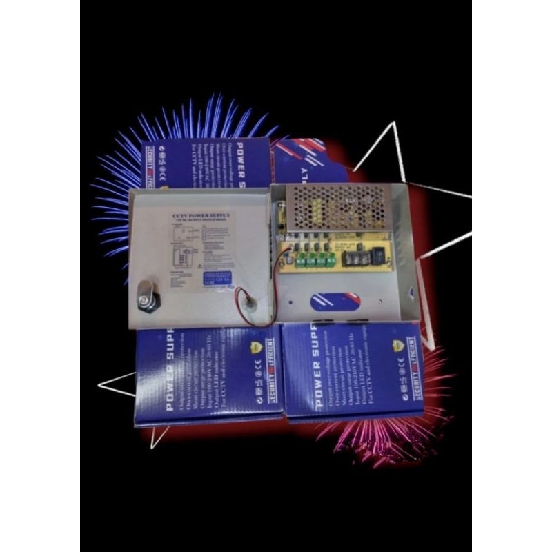 POWER SUPPLY BOX 5A /12V 4 PORT KHUSUS CCTV MODEL:S-60-12 AC INPUT: