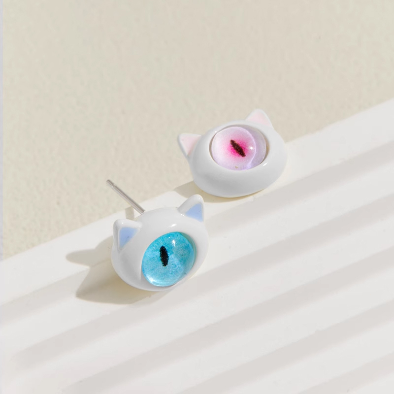 COD✨ Anting Geometris Monster Bermata Besar Kartun Lucu Korea Gaya Opal Untuk Anak Perempuan Dan Wanita-Yinmer