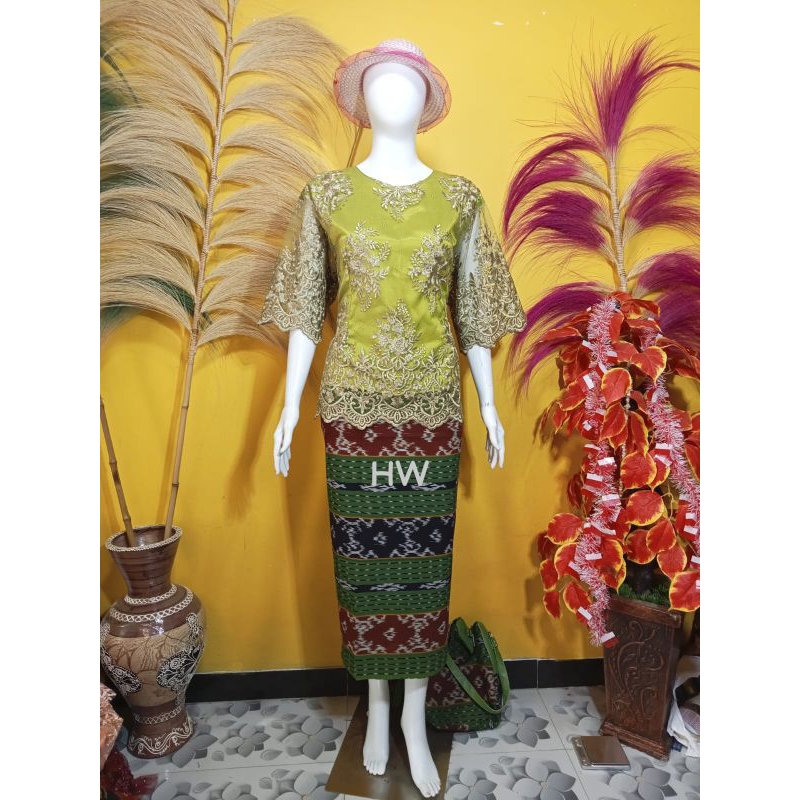 STELAN ROK BLUS BROKAT HIJAU