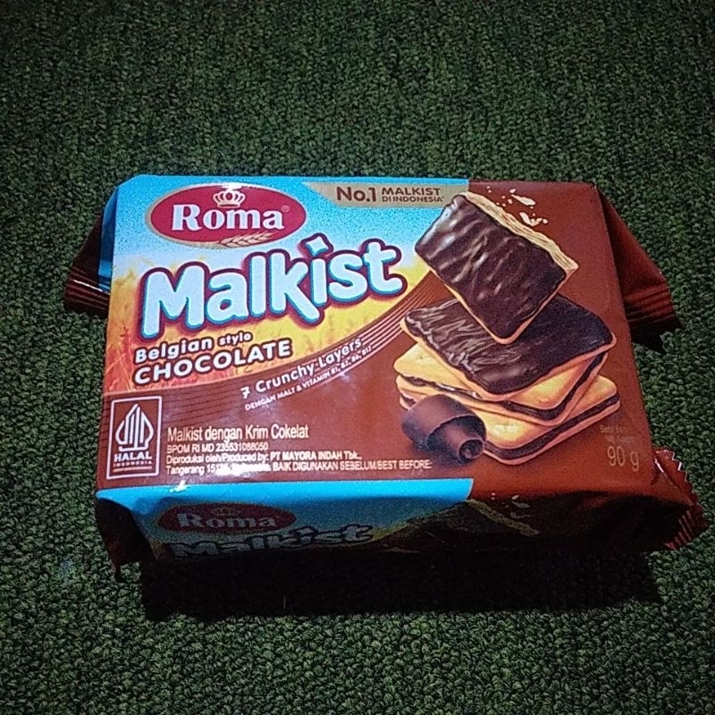 

ROMA MALKIS 90g BELGIAN STYLE CHOCOLATE 7 CRUNCY LAYERS DENGAN MALT & VITAMIN B1 B2 B6 B12 NO.1 MALKIST DI INDONESIA HALAL BPOM RI MD 235531088050 KAYA RASA PENUH SEMANGAT MAYORA SNI