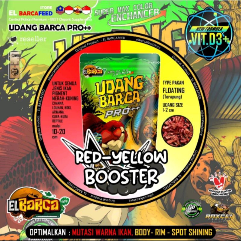 ELBARCA UDANG BARCA PRO++ Super Red-Yellow Booster Udang Kering 30gr & 50gr