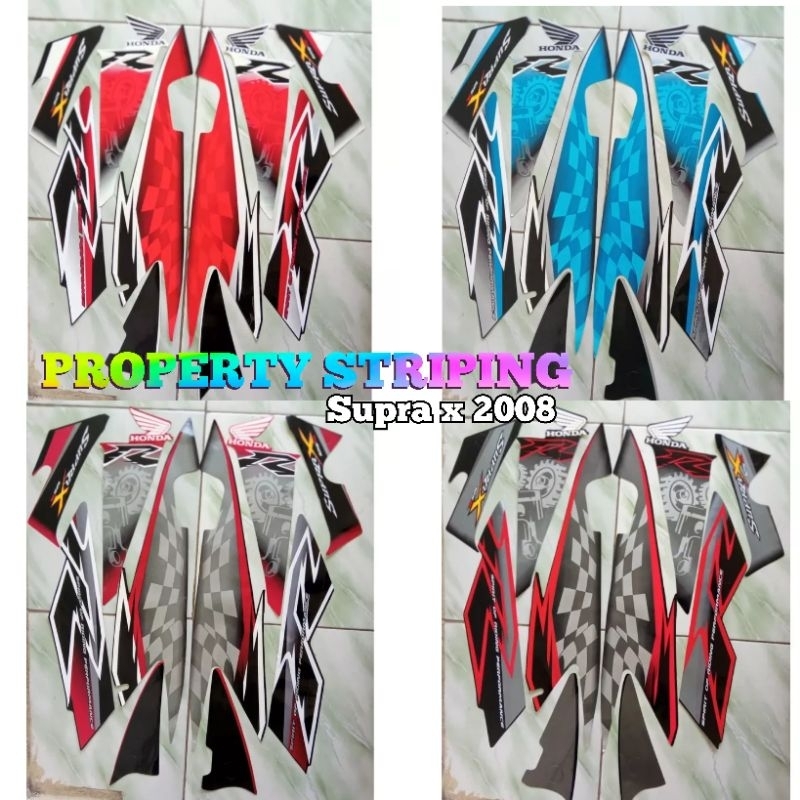 stiker Striping SUPRA X125 2008 varian warna (merah_biru_hitam)