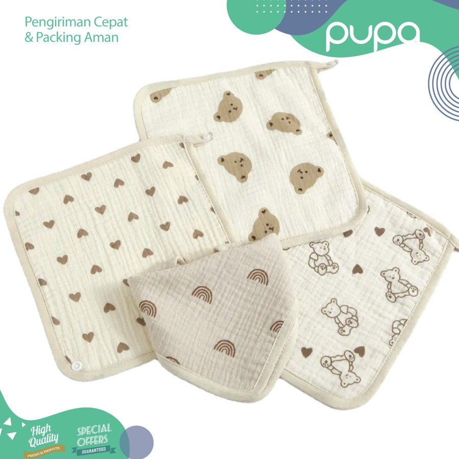 Washlap Bayi / Sapu Tangan Baby Wash Lap / 2 IN 1 BIB / Celemek Anak