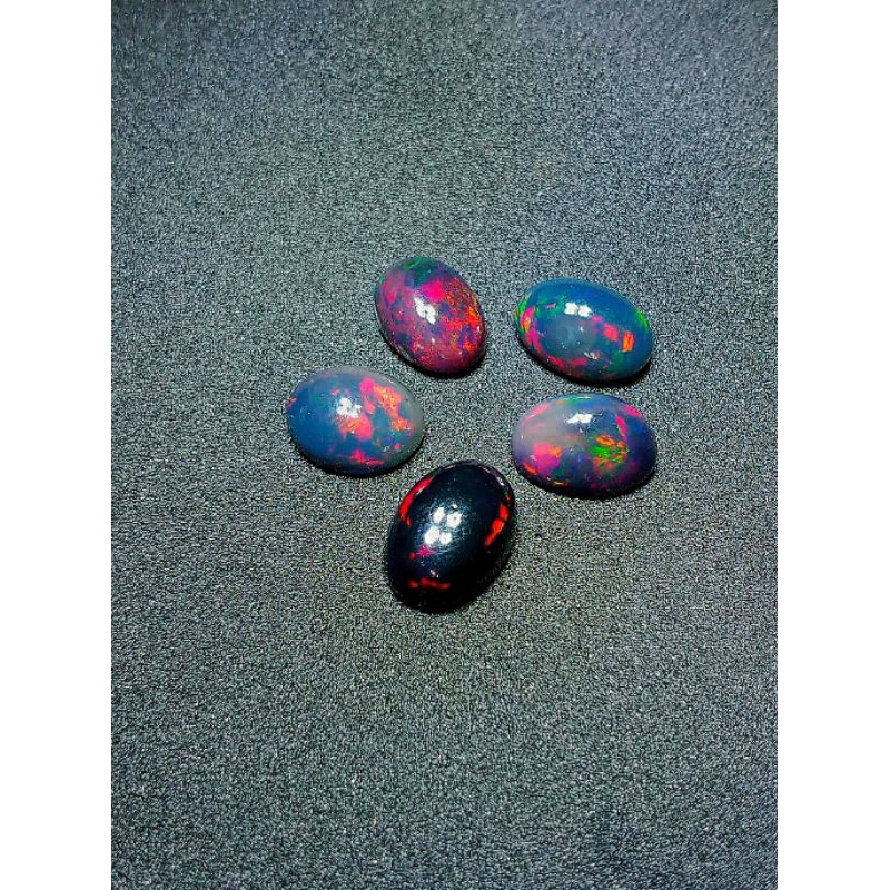 Lostone 5pcs Natural Kalimaya Black Opal Afrika Top Jarong