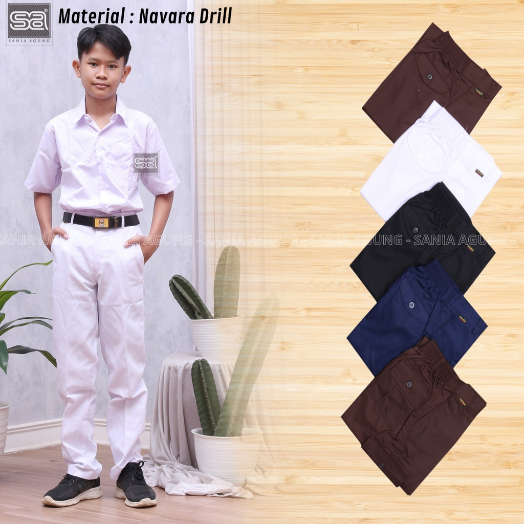 Pusat Seragam Sekolah - Seragam SMP MTS Bawahan Celana Panjang Putih Paspol Navara Drill