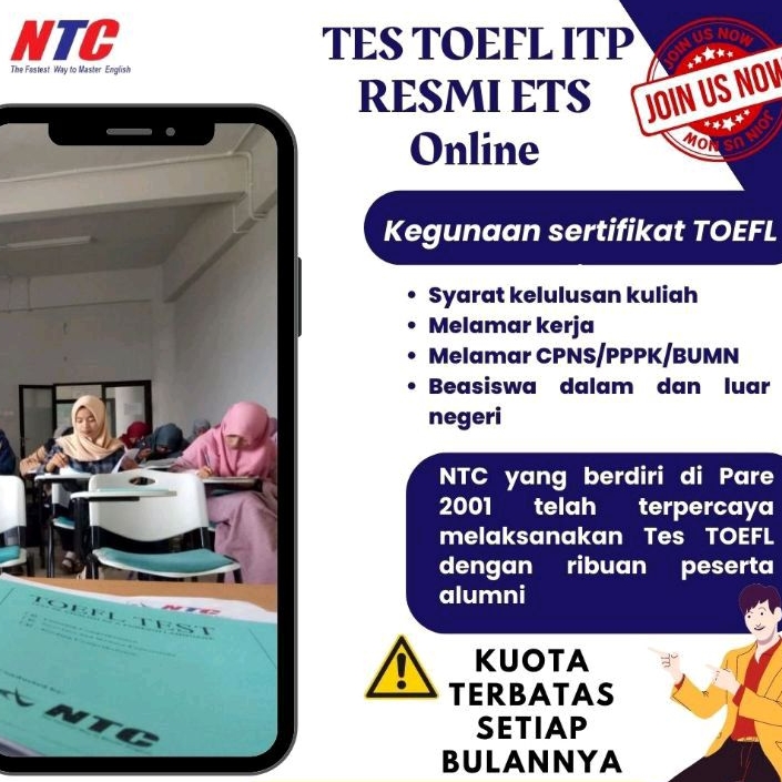 Tes TOEFL ITP RESMI ETS Sertifikat Asli