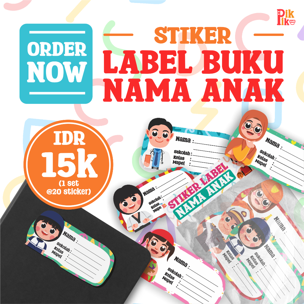 

Stiker Label Buku Pelajaran Isi 20 pcs Cowok dan Cewek