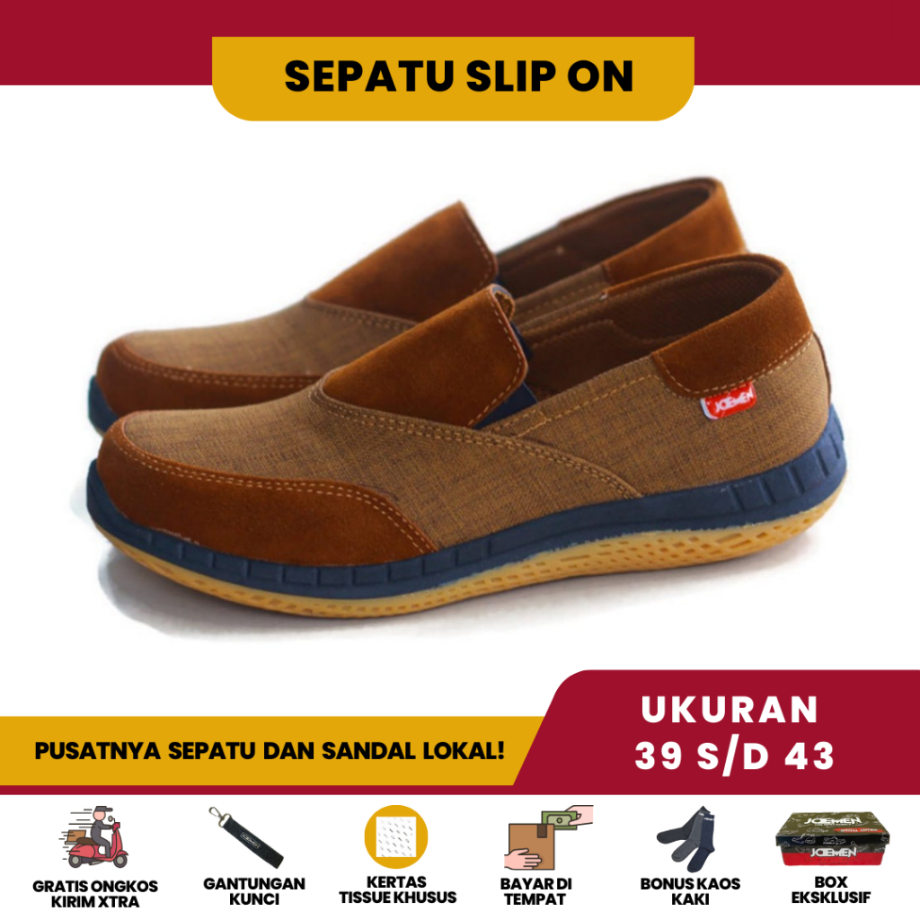 Palapa Sepatu Sendal Sandal Slip On Joemen J 55 J55 Pria Tanpa Tali Santai Dewasa Casual Full Black 