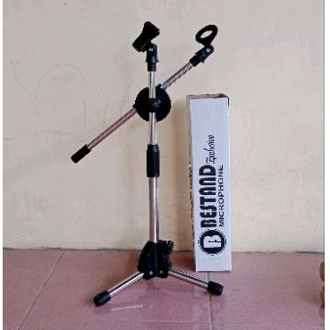 Stand Mic Pendek Doble Holder Stainless Bestand Exlusive