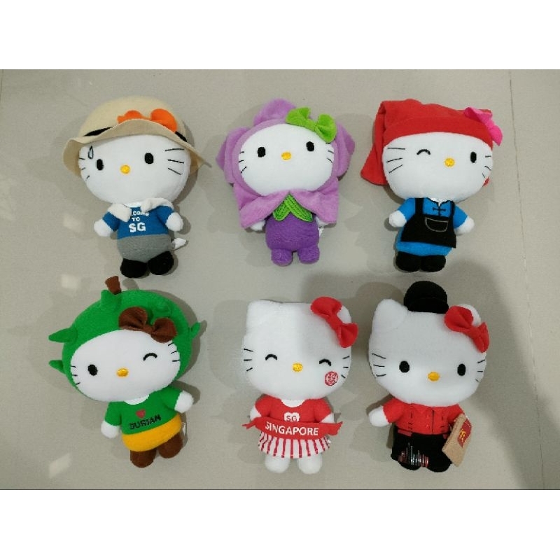 1 SET Boneka Happy Meal Hello Kitty McD 2015 (Durian Lovers, SG50 Parade, Trishaw Uncle, Orchid Love