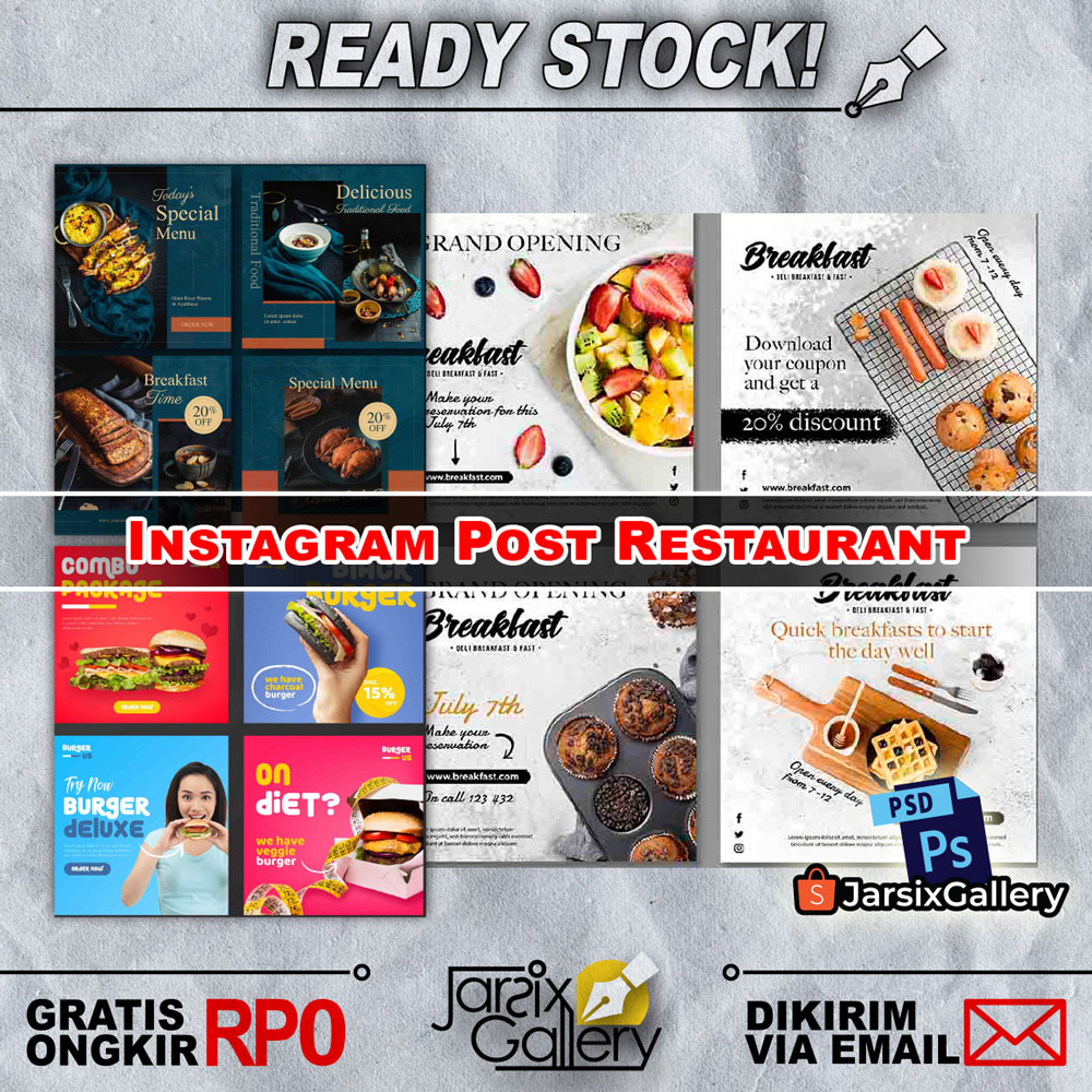 [PSD] Template Instagram Post Kuliner Restoran & Cafe - Desain Menu Makanan Photoshop