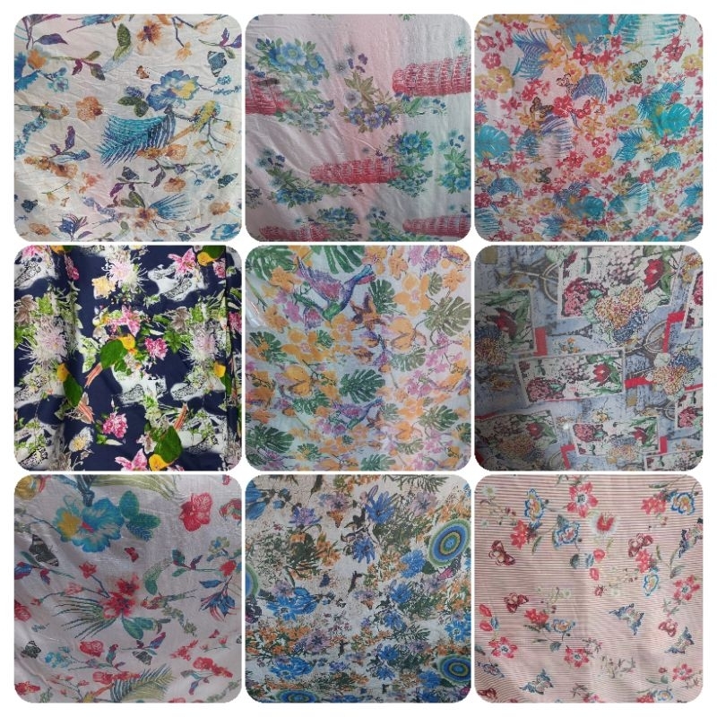 kain katun silky motif import - bahan sifon silk premium