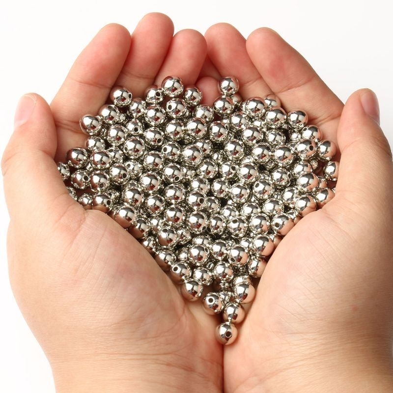 ACRYLIC CCB SPACER BEADS MANIK MANIK WARNA SILVER