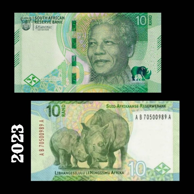 SOUTH AFRICA 10 RAND 2023 UNC NEW ORIGINAL UANG AFRIKA SELATAN 10 RAND