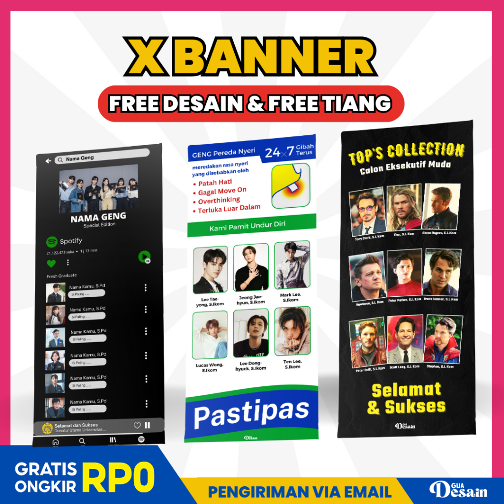 Cetak X Banner Kuliah Wisuda Sempro | Banner Murah | Free Tiang | Desain Banner