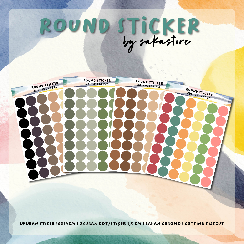 

[48 PCS] STIKER BULAT / DOT ROUND STICKER / DECO STICKER AESTHETIC UNTUK SRAPBOOK JURNAL BUJO