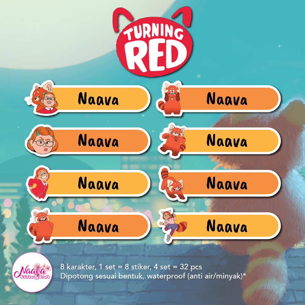 

STIKER LABEL BUKU CUSTOM NAMA ANAK - TURNING RED