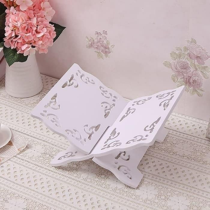 Rekal Rak Alquran Tempat Baca Alquran Motif Batik Putih