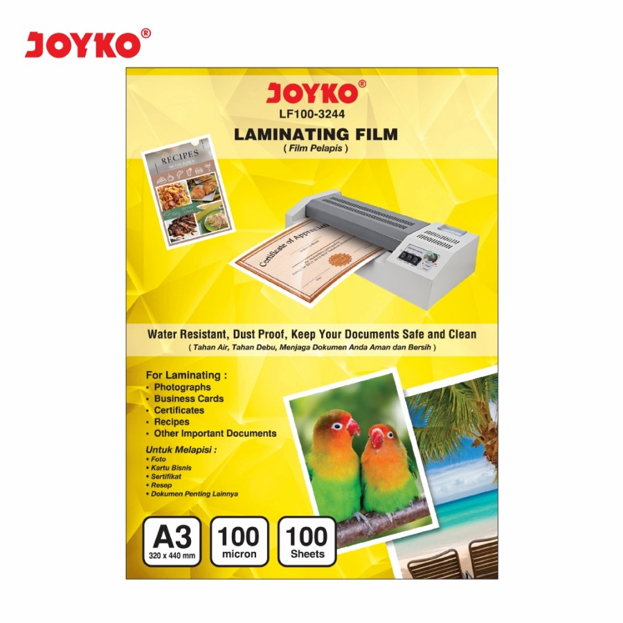 

Laminating Film Plastik Laminating Joyko LF100-3244 A3 100 Sheets