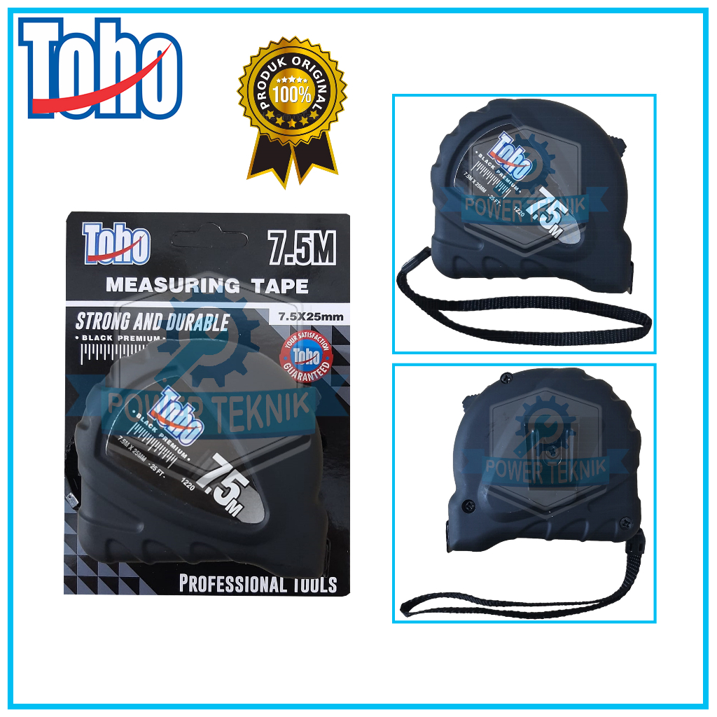 Meteran 7.5 M TOHO Measuring Tape Black Series / Meteran Tukang Perkakas Pertukangan JetjoTools