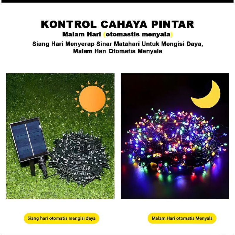 [ PPLUS ] Lampu Solar Cell Tenaga Surya RGB warna warni 5 meter &amp; 10 meter  Lampu Dekorais Taman Tenaga Surya 5m &amp; 10m