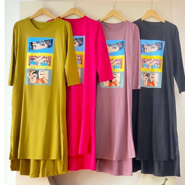 Chika Dress Midi Dress Kaos Dewasa Remaja Trend Yayuku By Yayoe Hijab