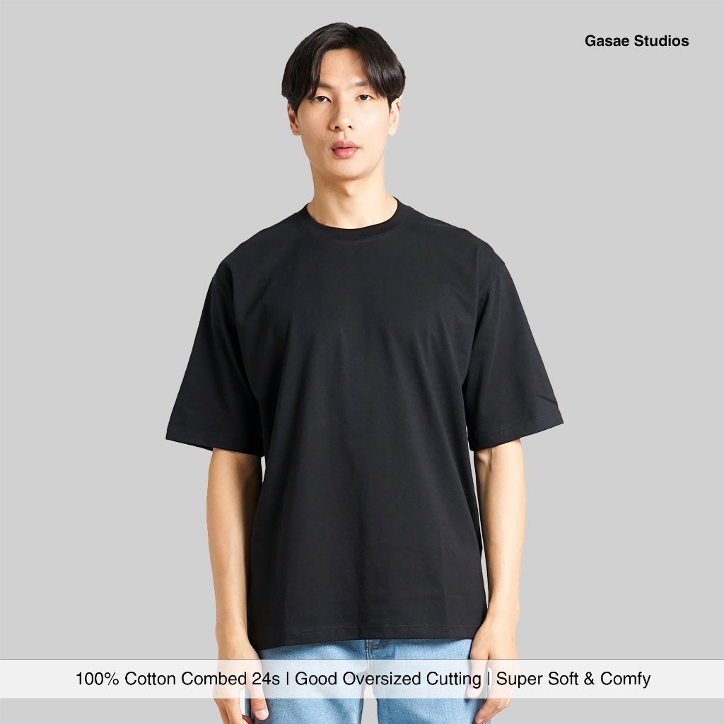 GASAE Oversized T-shirt Black - Kaos Polos Oversize Hitam