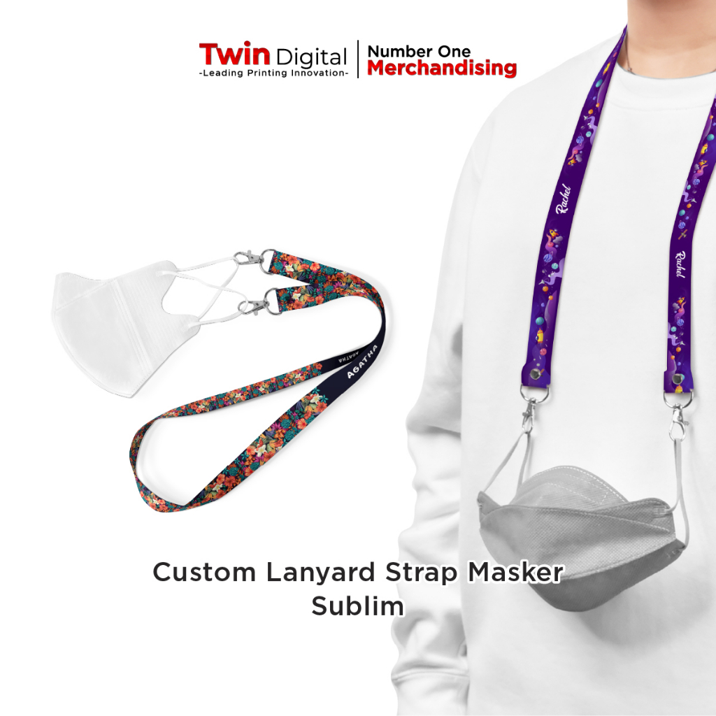 

Twindigital Custom Design Tali Strap Masker Full Print - Lanyard Tali Kalung Gantungan Conector Sublime