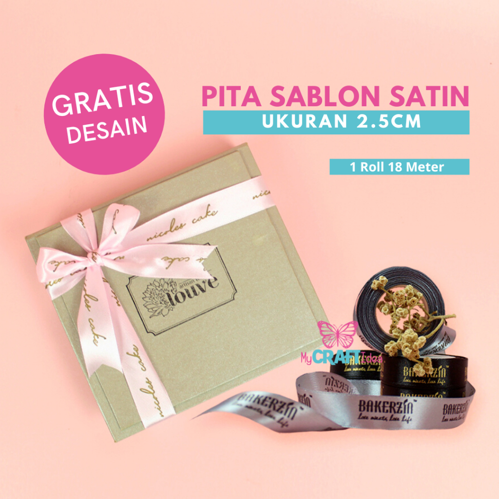 

Pita Sablon 2,5cm | MIN. ORDER 5 ROLL | Pita Custom GRATIS DESAIN | Pita Label | Pita Cookies | Pita Aksesories | Pita Buket Bunga | Pita Aksesories | Pita Bouquet Bunga