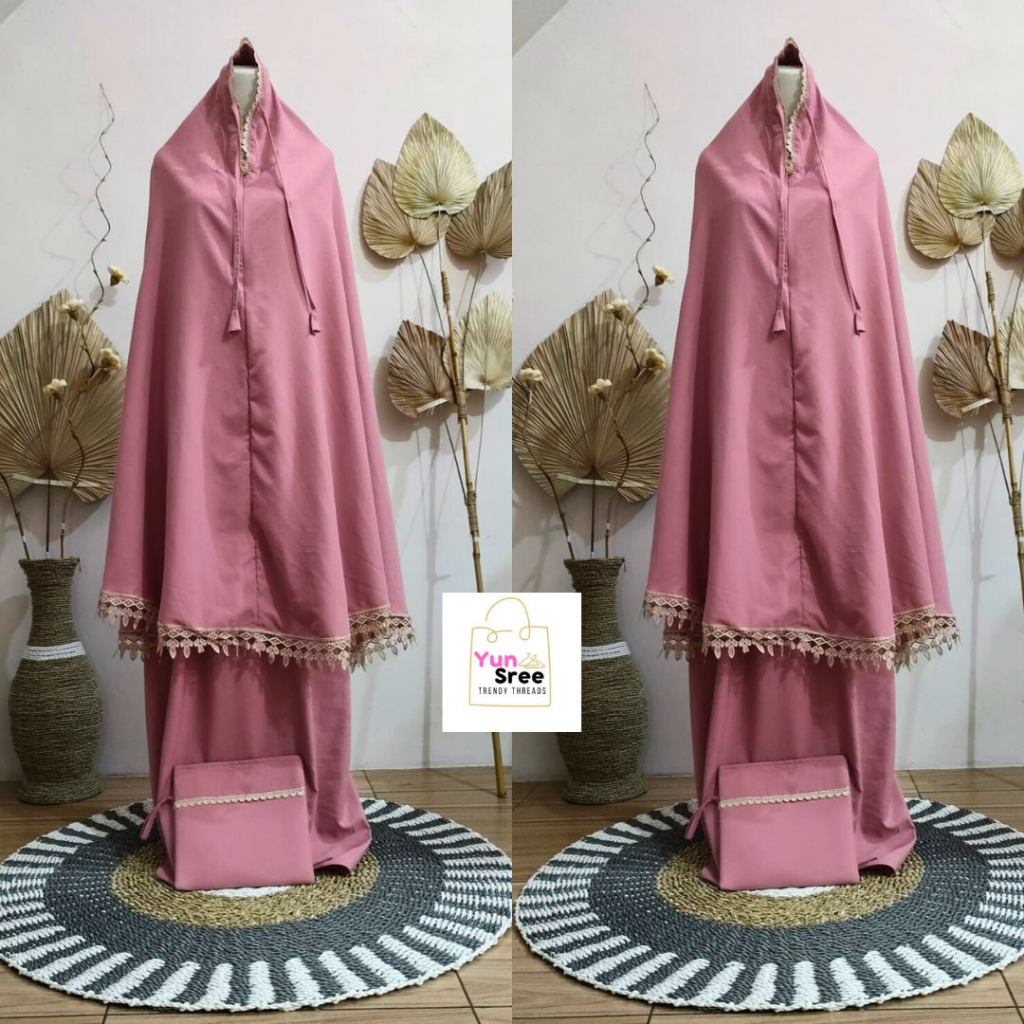 Mukena Dewasa II Katun Premium II Mukena Dewasa II Fashion Wanita II Mukena Traveling Mini Pouch II 