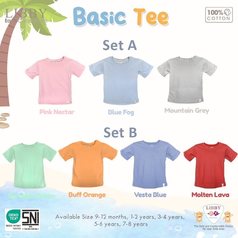 Libby _ Basic tee New color / Oblong Libby polos / t-shirt Libby basic tee polos / kaos anak Libby p