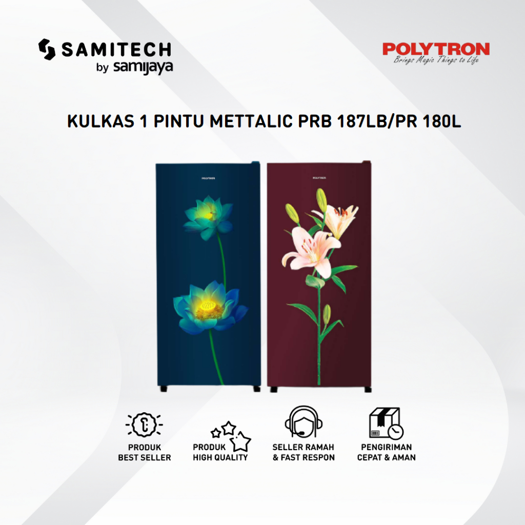 KULKAS 1 PINTU POLYTRON PRB-187 PRB 187LB 187PR 187 180 LITER BERGARANSI